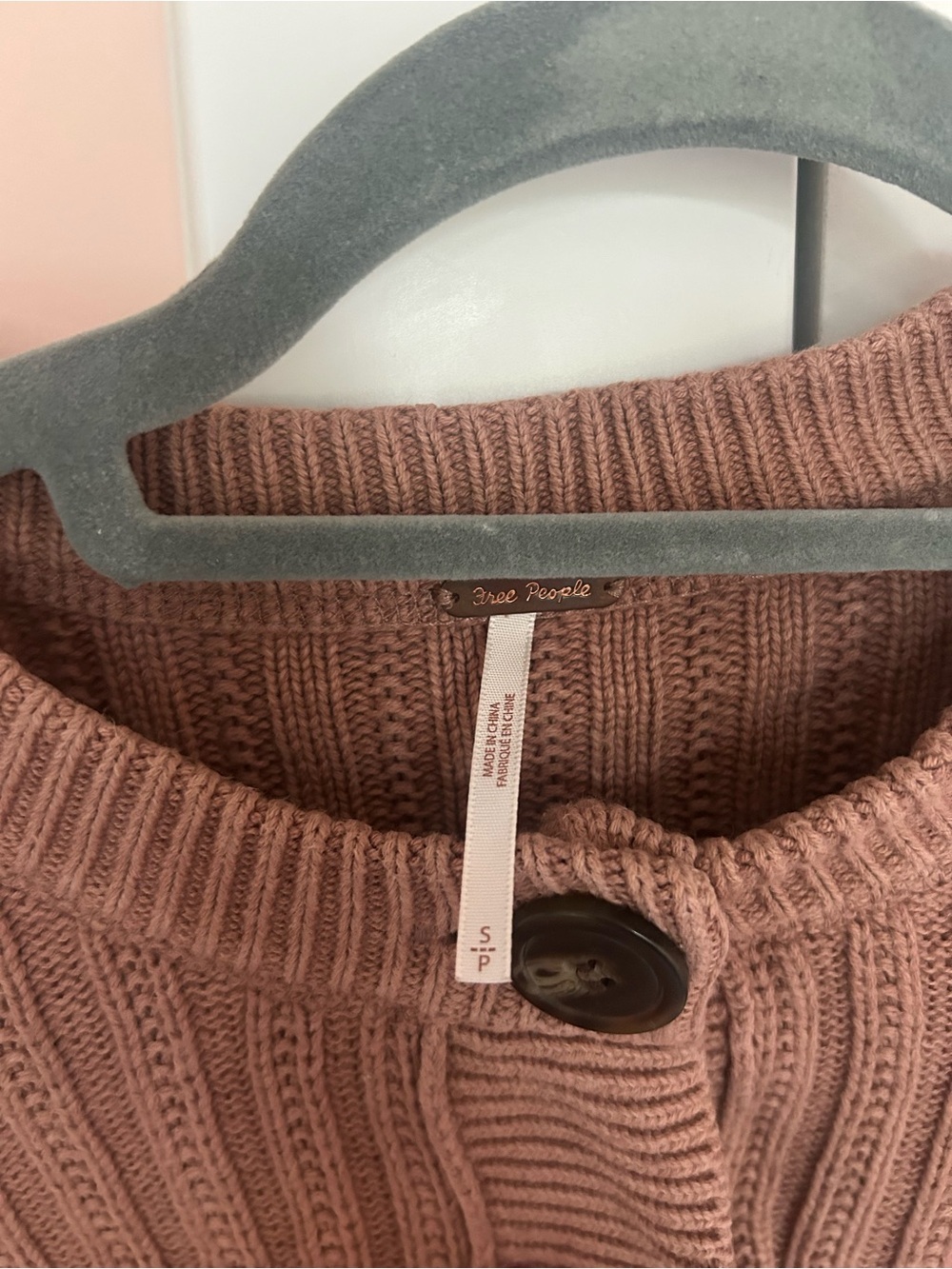 Free People Size Small Cardi Mocha Classic Cardigan Sweater - Picture 6 of 9